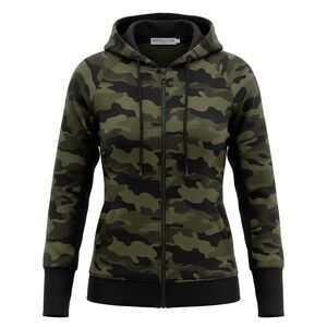 Patrizia Luca Women's Full Zip Camouflage Hoodie Jacket Size XS